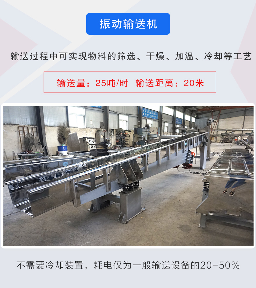 輸送過程中可實現(xiàn)物料的篩選、干燥、加溫、冷卻等工藝