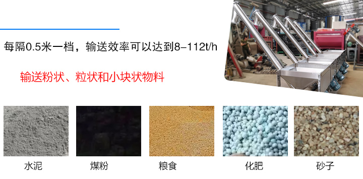 輸送粉狀、粒狀和小塊狀物料，如水泥、煤粉、糧食、化肥、灰渣、砂子等